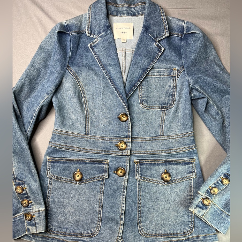 Habitual Denim Jacket – Size XS – Tailored 3-Button Style